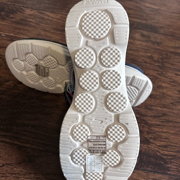 Skechers Blue and Cream Slip-On Loafers with Breathable Mesh